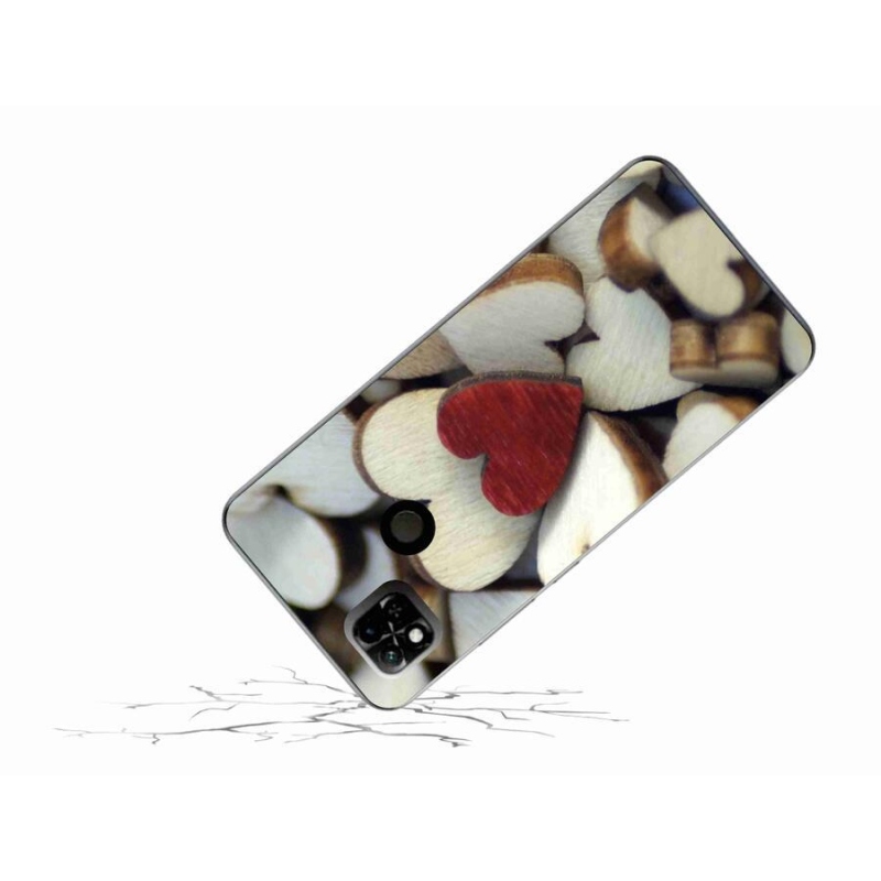 Gélový kryt mmCase na mobil Xiaomi Redmi 10A - gravírované červené srdce