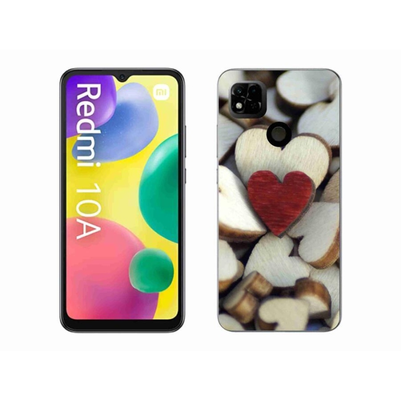 Gélový kryt mmCase na mobil Xiaomi Redmi 10A - gravírované červené srdce