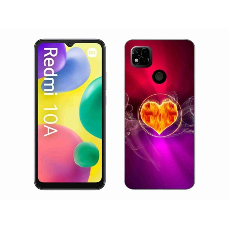 Gélový kryt mmCase na mobil Xiaomi Redmi 10A - ohnivé srdce