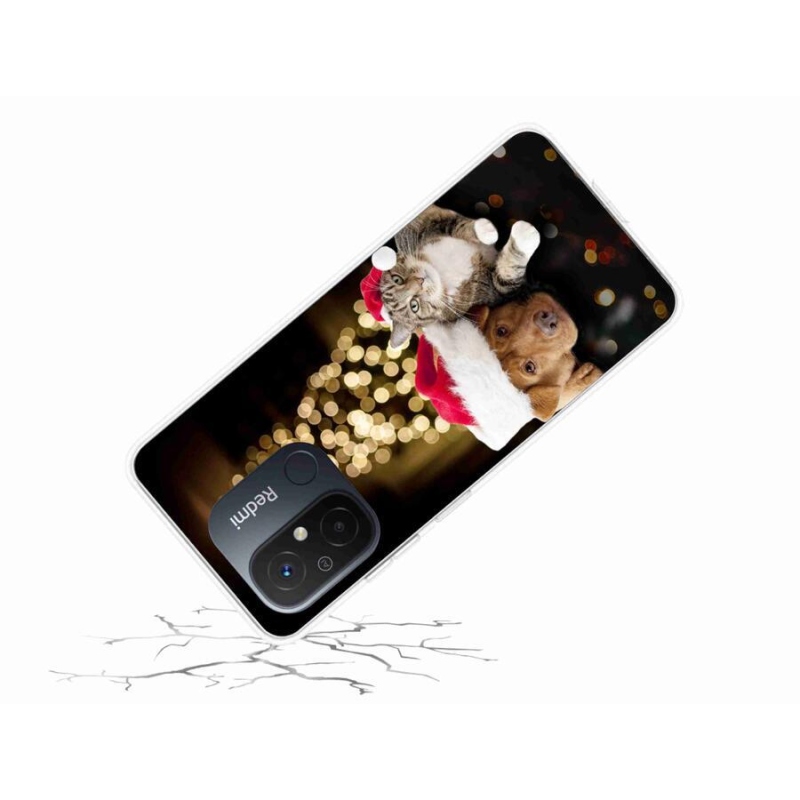 Gélový kryt mmCase na mobil Xiaomi Redmi 12C - vianočný pes a mačka