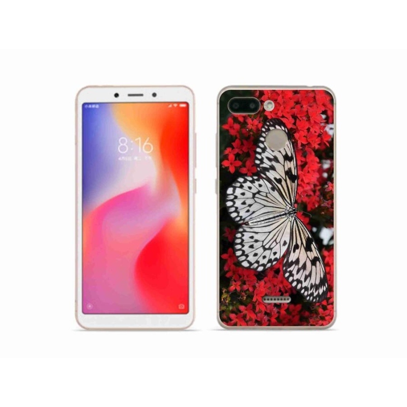 Gélový kryt mmCase na mobil Xiaomi Redmi 6 - čiernobiely motýľ 1