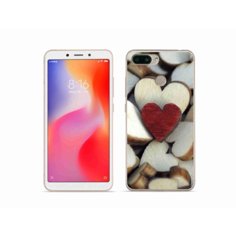 Gélový kryt mmCase na mobil Xiaomi Redmi 6 - gravírované červené srdce