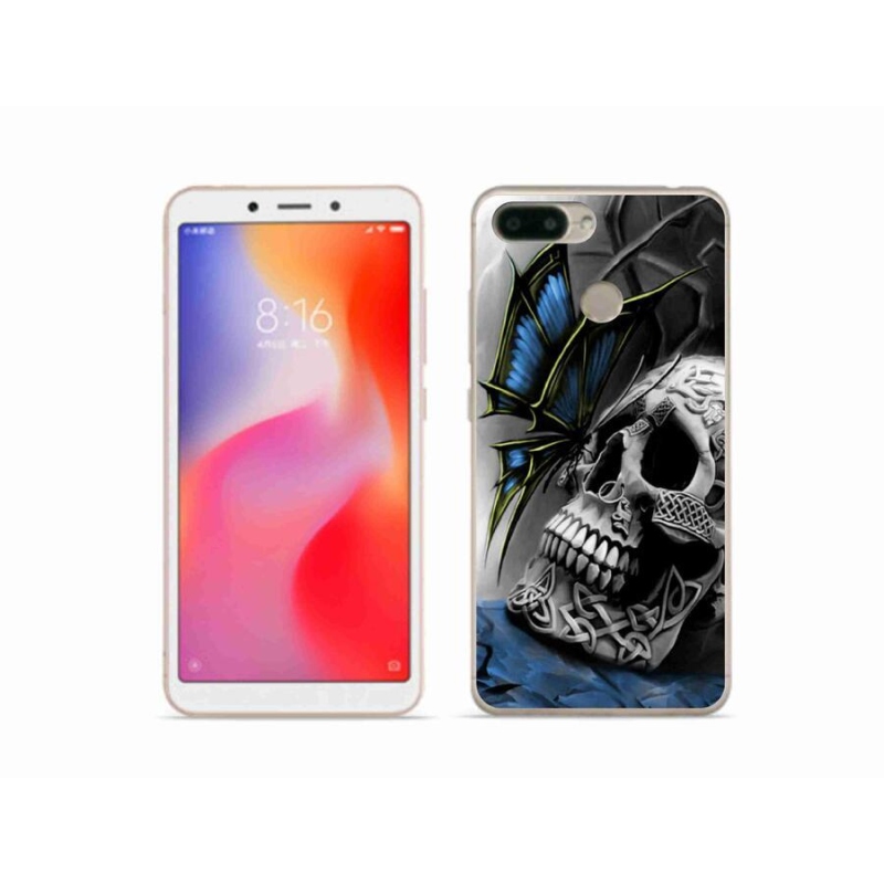 Gélový kryt mmCase na mobil Xiaomi Redmi 6 - motýľ a lebka