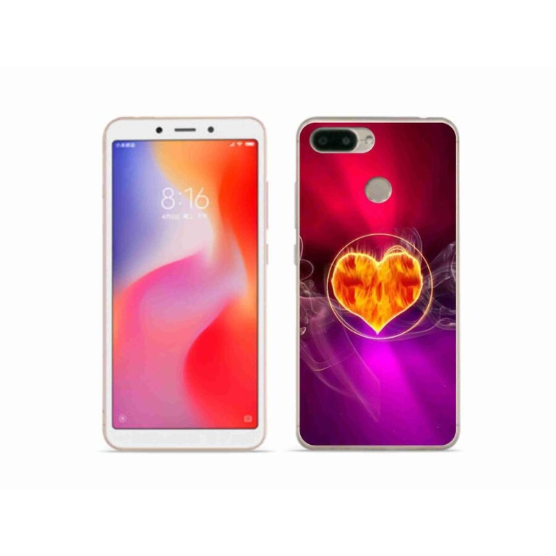 Gélový kryt mmCase na mobil Xiaomi Redmi 6 - ohnivé srdce
