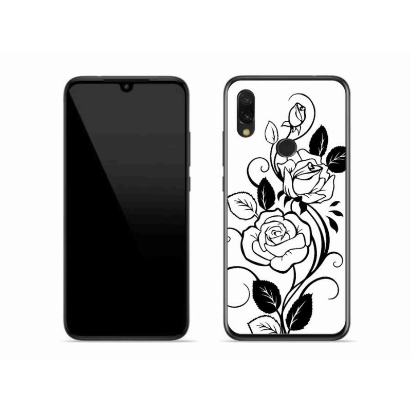 Gélový kryt mmCase na mobil Xiaomi Redmi 7 - čiernobiela ruža