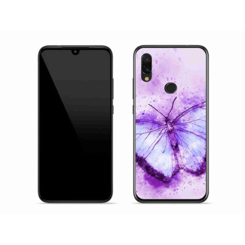 Gélový kryt mmCase na mobil Xiaomi Redmi 7 - fialový motýľ