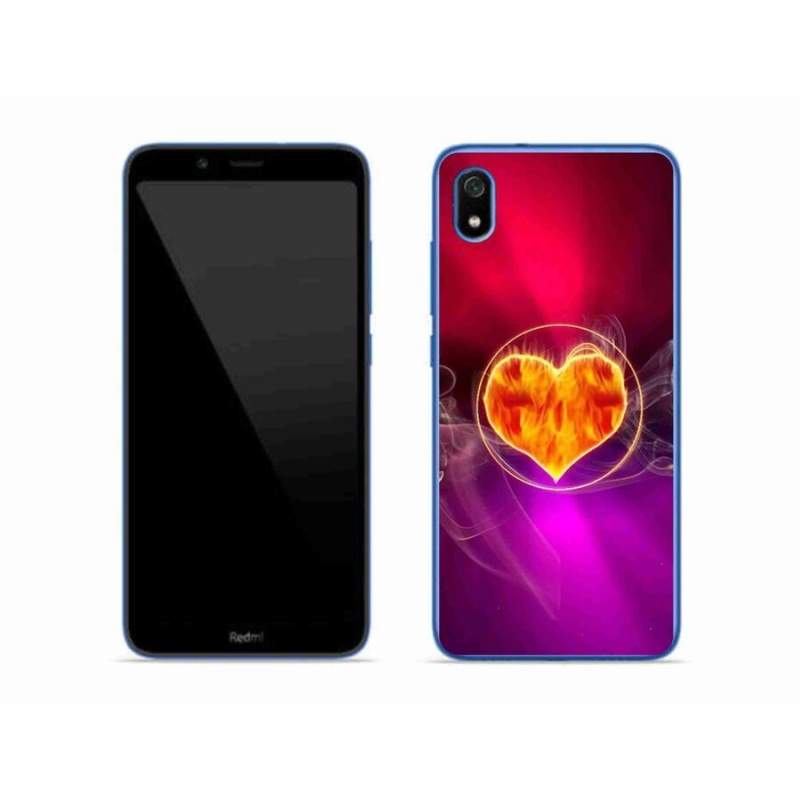 Gélový kryt mmCase na mobil Xiaomi Redmi 7A - ohnivé srdce