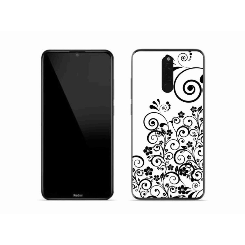 Gélový kryt mmCase na mobil Xiaomi Redmi 8 - čiernobiele kvetinové vzory