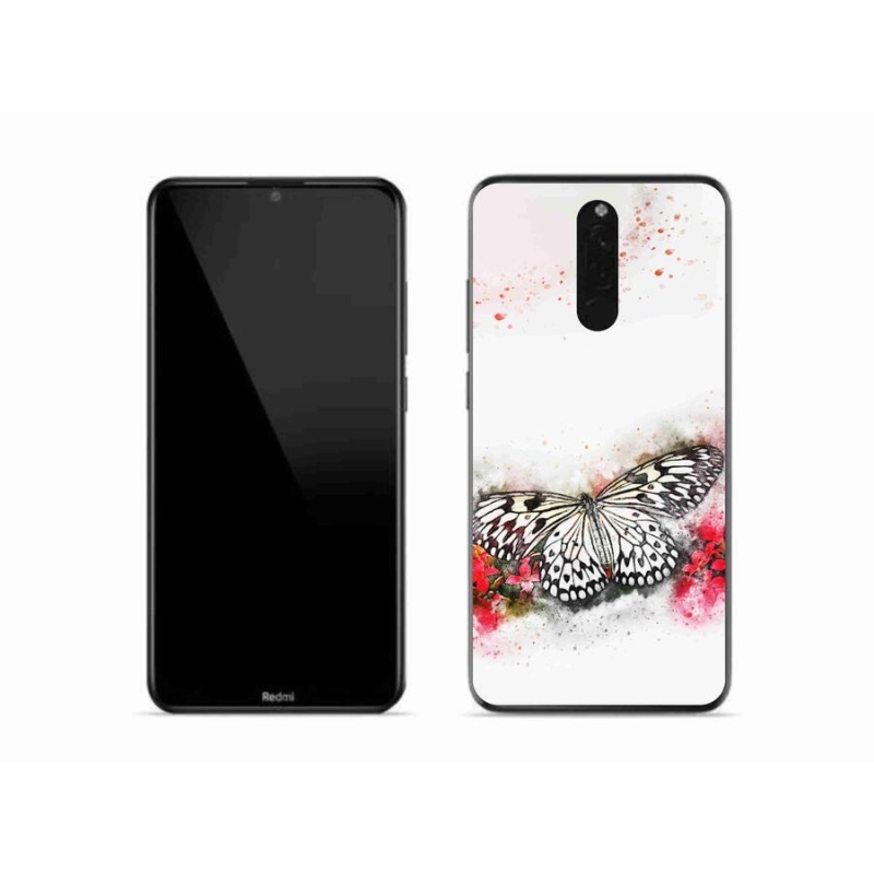 Gélový kryt mmCase na mobil Xiaomi Redmi 8 - čiernobiely motýľ