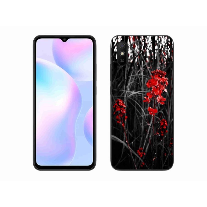 Gélový kryt mmCase na mobil Xiaomi Redmi 9A - červená rastlina