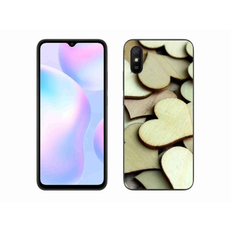 Gélový kryt mmCase na mobil Xiaomi Redmi 9A - drevená srdiečka