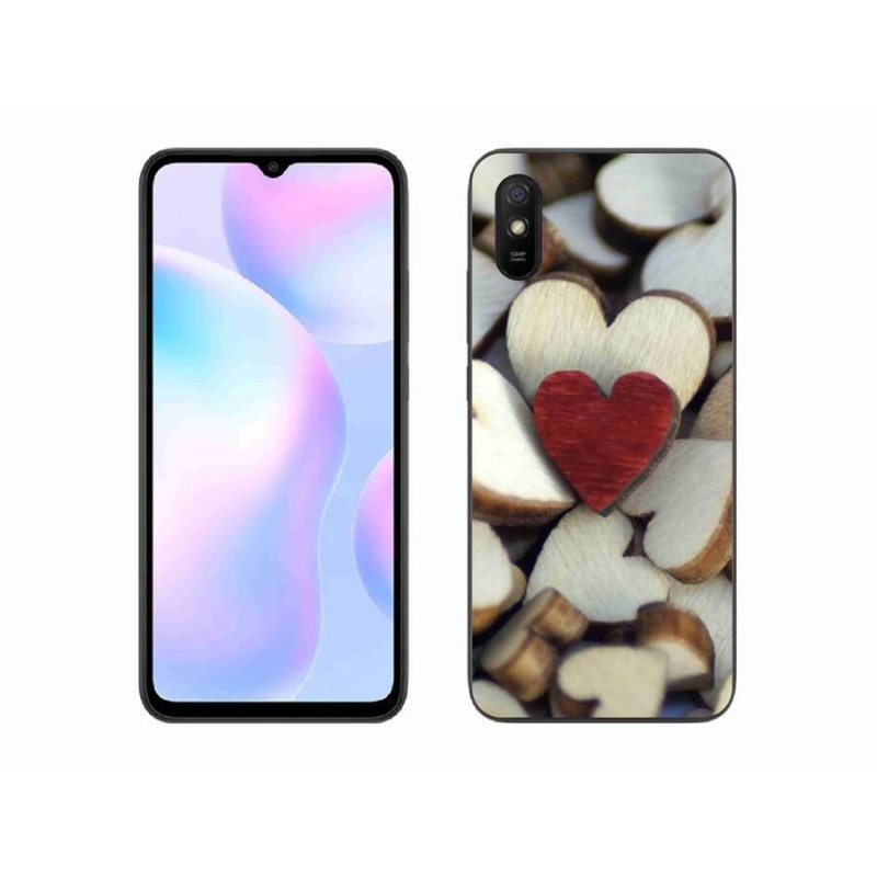 Gélový kryt mmCase na mobil Xiaomi Redmi 9A - gravírované červené srdce