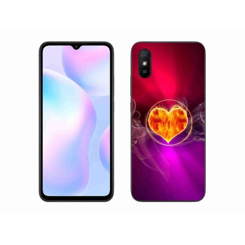 Gélový kryt mmCase na mobil Xiaomi Redmi 9A - ohnivé srdce