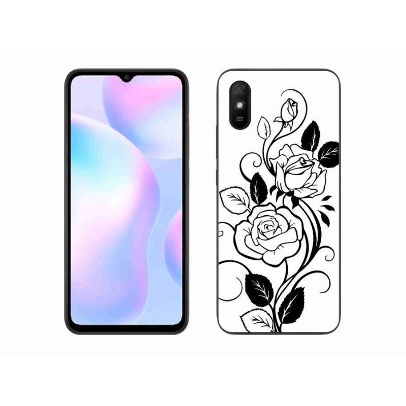 Gélový kryt mmCase na mobil Xiaomi Redmi 9AT - čiernobiela ruža