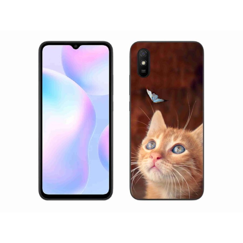 Gélový kryt mmCase na mobil Xiaomi Redmi 9AT - motýľ a mačiatko