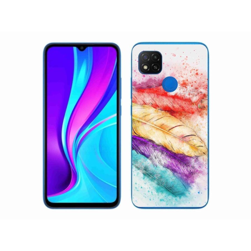 Gélový kryt mmCase na mobil Xiaomi Redmi 9C - farebné perie