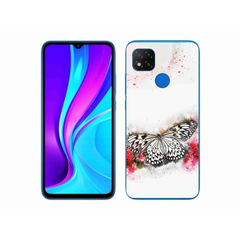 Gélový kryt mmCase na mobil Xiaomi Redmi 9C - čiernobiely motýľ