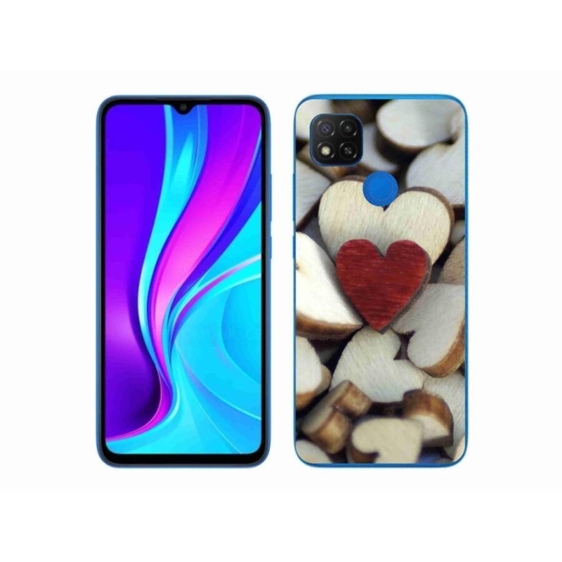 Gélový kryt mmCase na mobil Xiaomi Redmi 9C - gravírované červené srdce