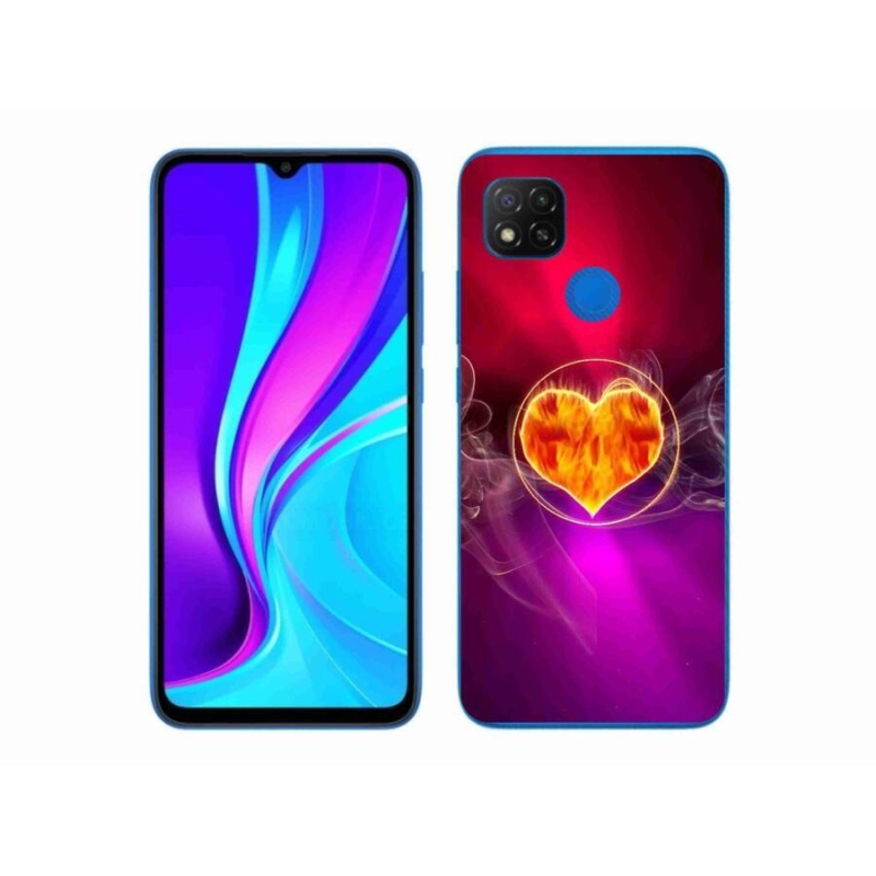 Gélový kryt mmCase na mobil Xiaomi Redmi 9C - ohnivé srdce