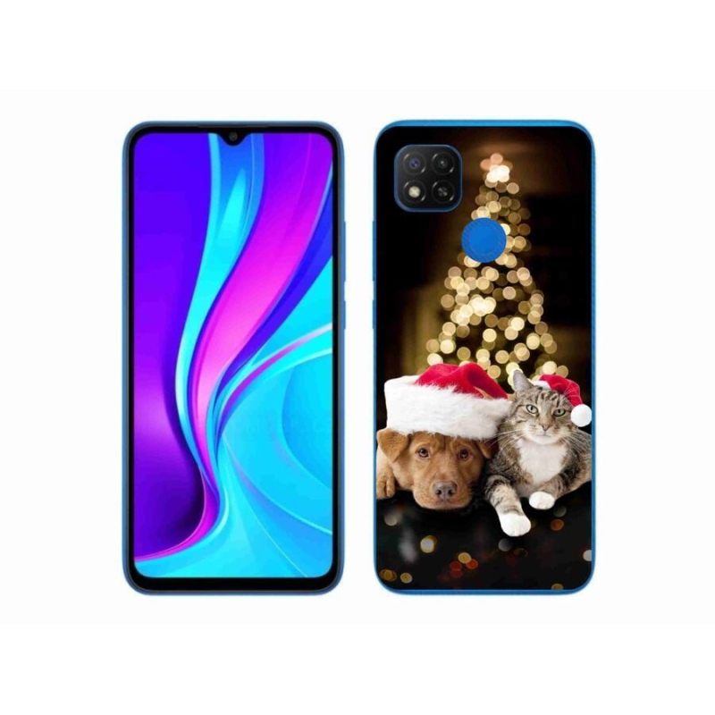 Gélový kryt mmCase na mobil Xiaomi Redmi 9C - vianočný pes a mačka