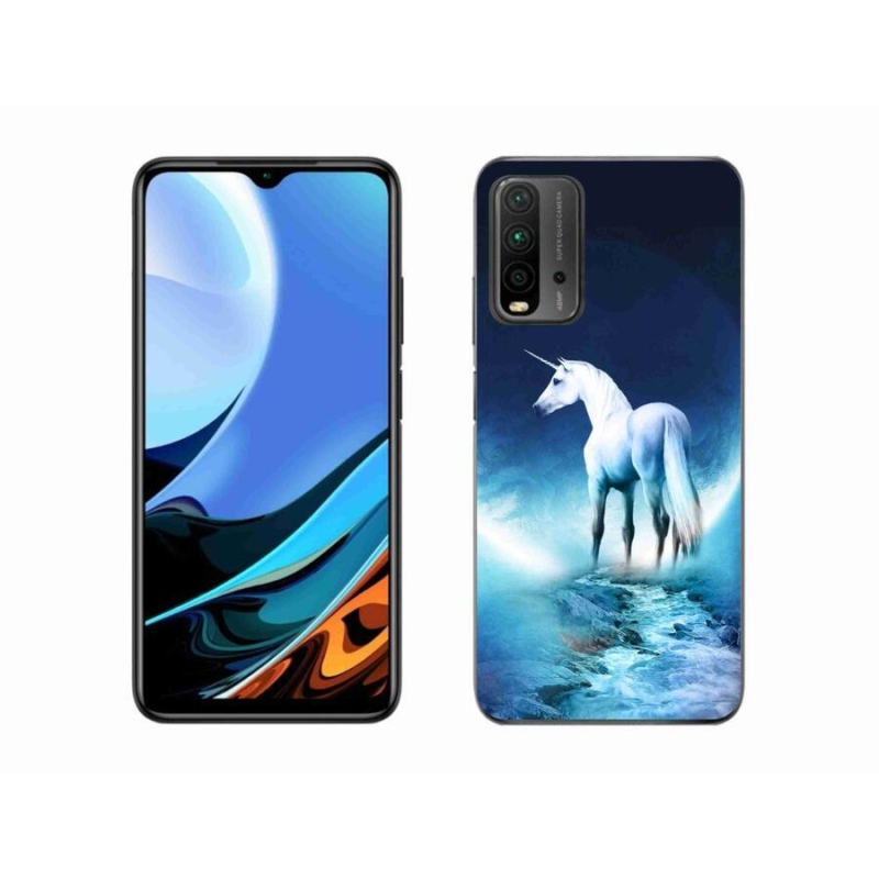 Gélový kryt mmCase na mobil Xiaomi Redmi 9T - biely jednorožec