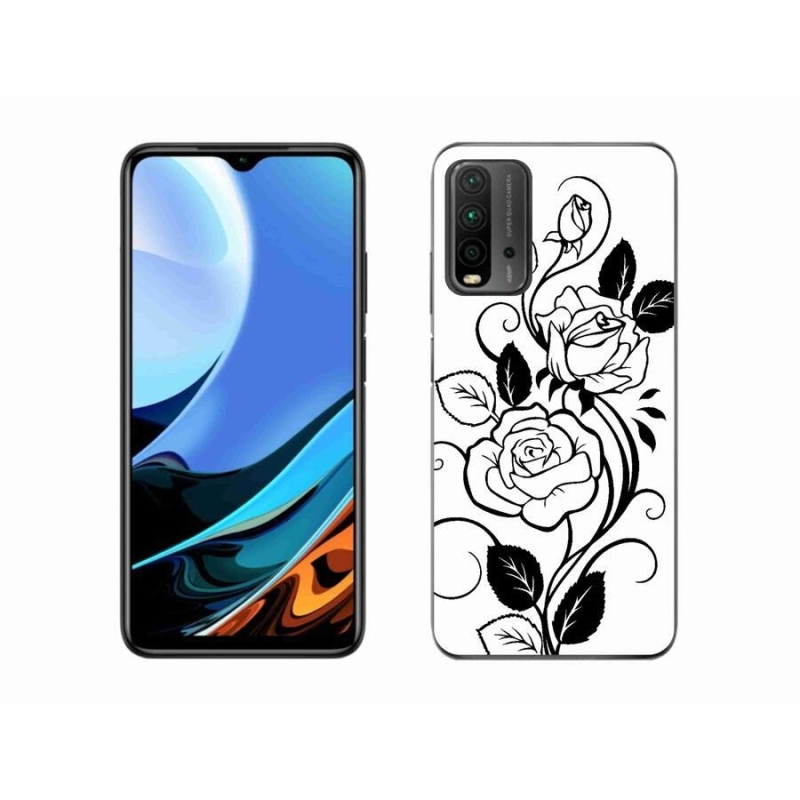 Gélový kryt mmCase na mobil Xiaomi Redmi 9T - čiernobiela ruža