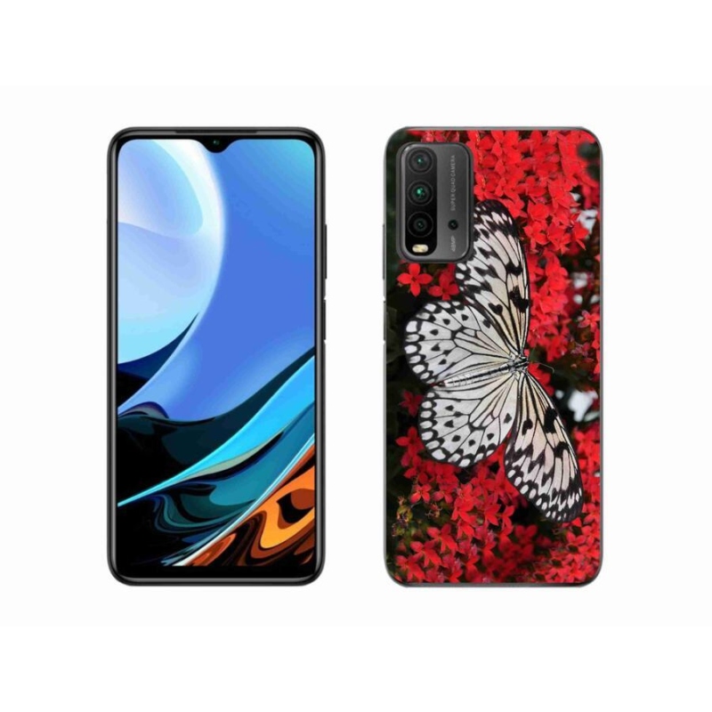 Gélový kryt mmCase na mobil Xiaomi Redmi 9T - čiernobiely motýľ 1