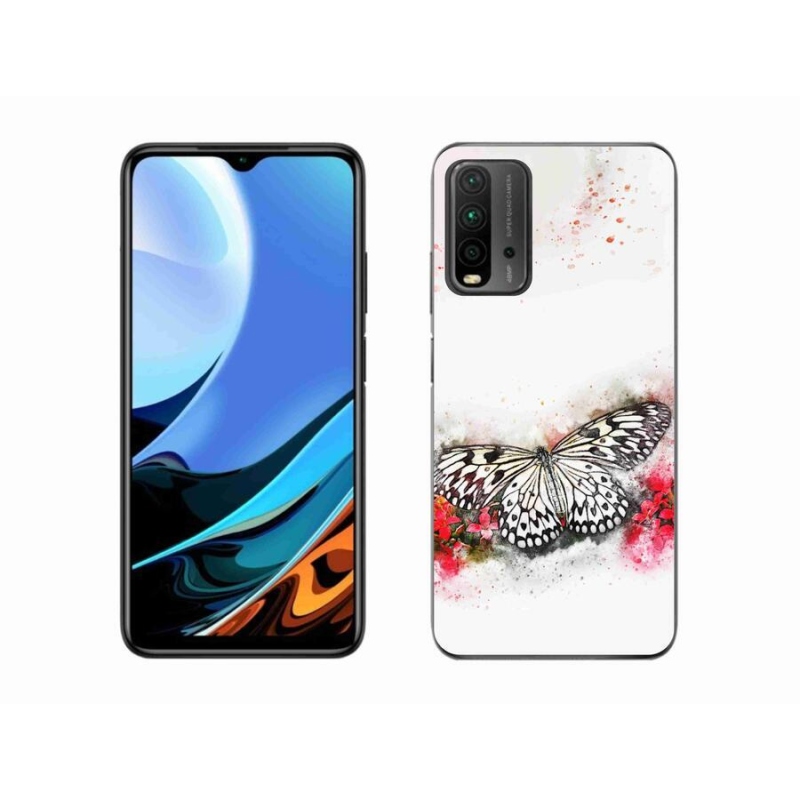 Gélový kryt mmCase na mobil Xiaomi Redmi 9T - čiernobiely motýľ