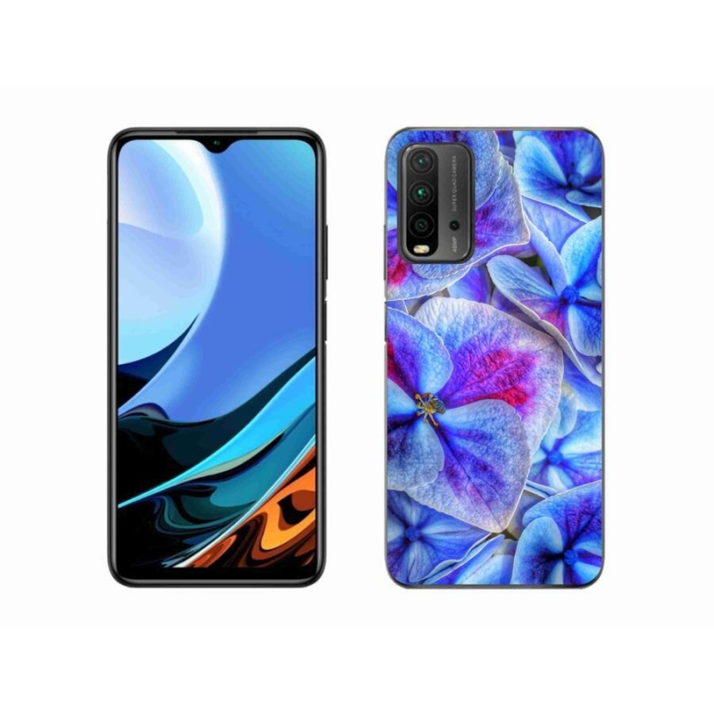 Gélový kryt mmCase na mobil Xiaomi Redmi 9T - modré kvety 1