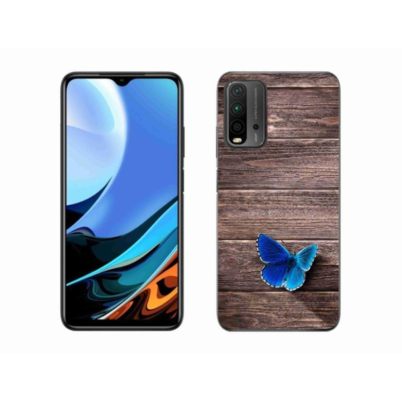 Gélový kryt mmCase na mobil Xiaomi Redmi 9T - modrý motýľ 1