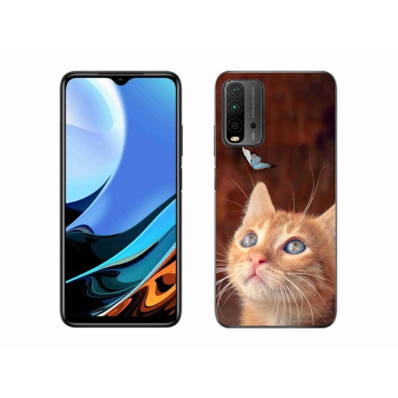 Gélový kryt mmCase na mobil Xiaomi Redmi 9T - motýľ a mačiatko