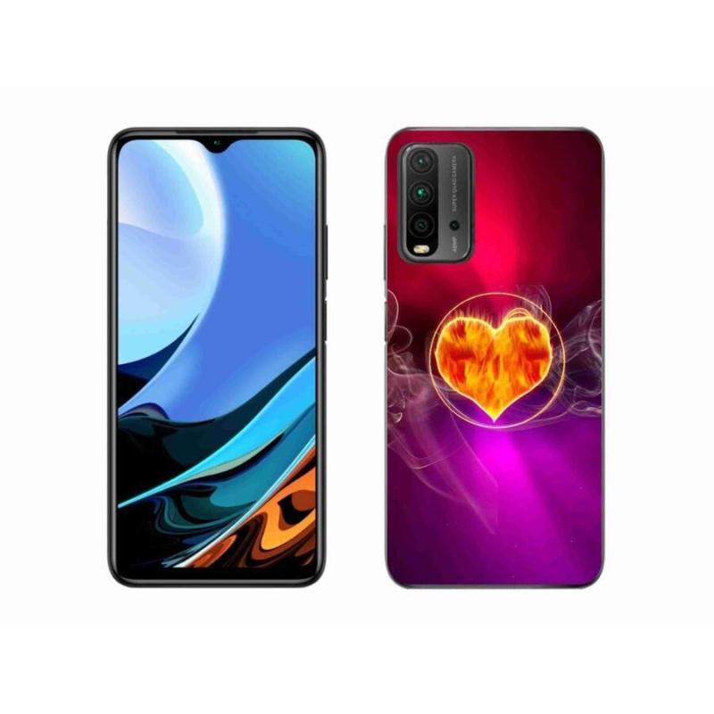 Gélový kryt mmCase na mobil Xiaomi Redmi 9T - ohnivé srdce