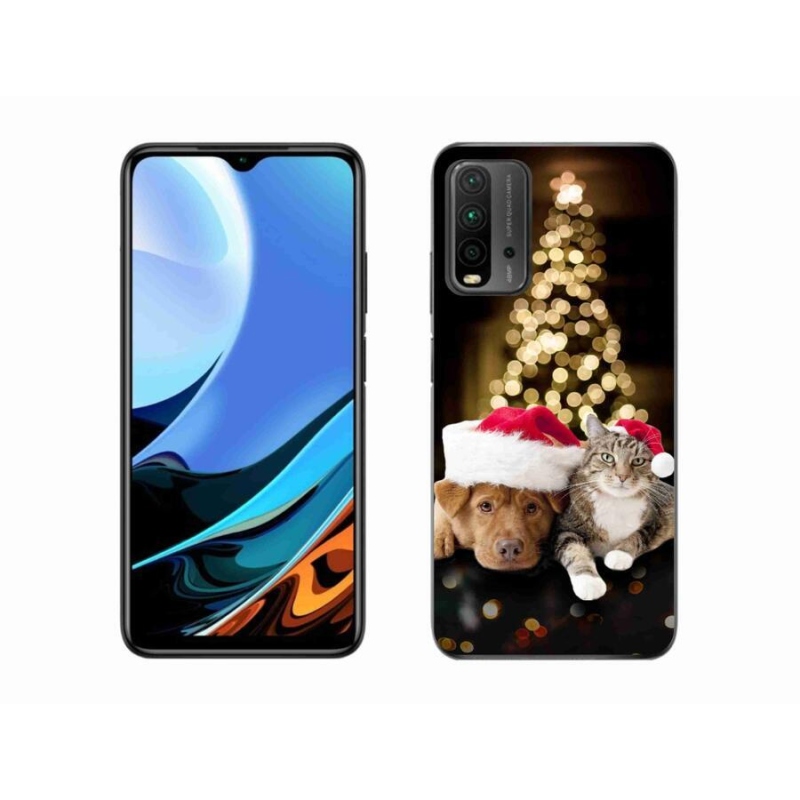 Gélový kryt mmCase na mobil Xiaomi Redmi 9T - vianočný pes a mačka