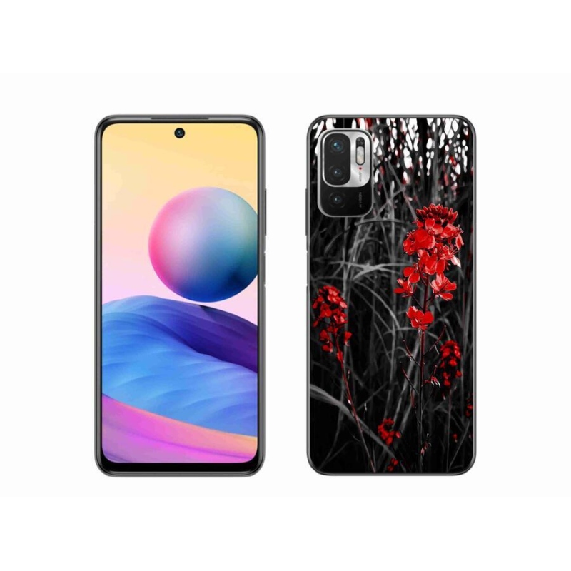 Gélový kryt mmCase na mobil Xiaomi Redmi Note 10 5G - červená rastlina