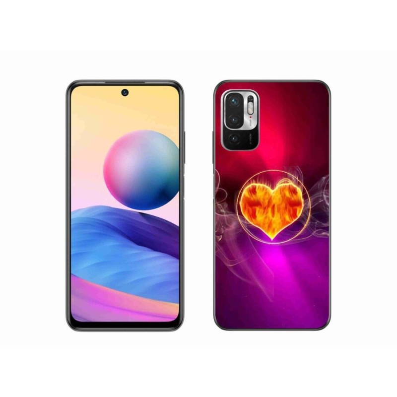 Gélový kryt mmCase na mobil Xiaomi Redmi Note 10 5G - ohnivé srdce