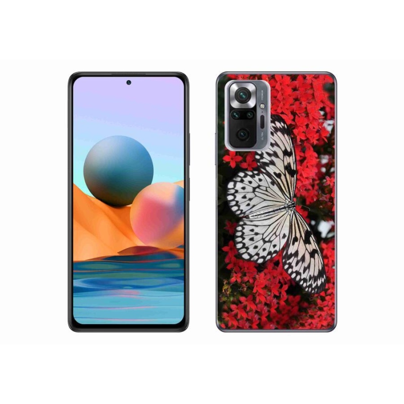 Gélový kryt mmCase na mobil Xiaomi Redmi Note 10 Pro - čiernobiely motýľ 1