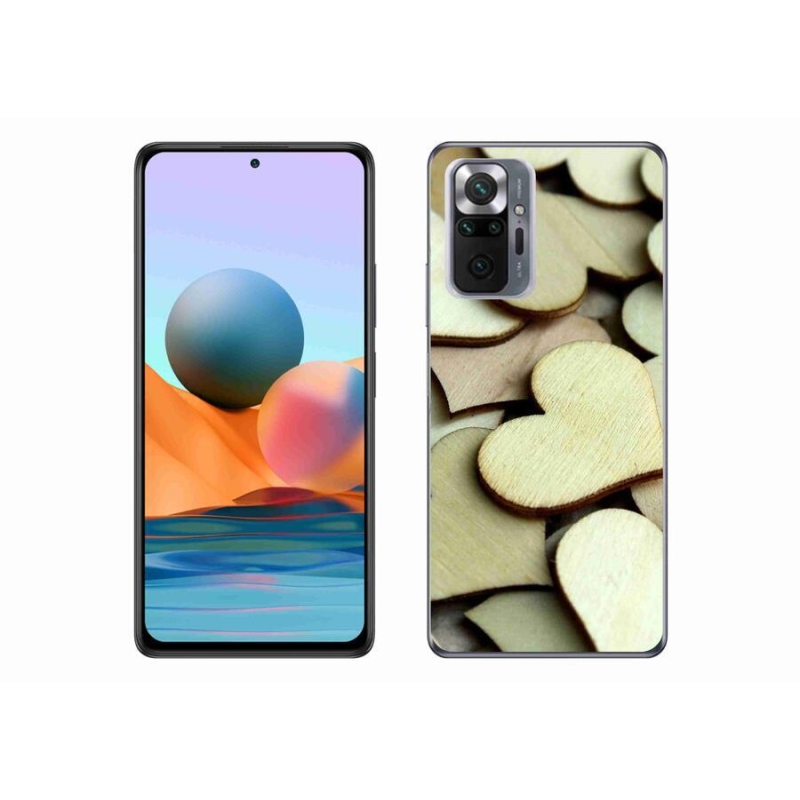 Gélový kryt mmCase na mobil Xiaomi Redmi Note 10 Pro - drevená srdiečka