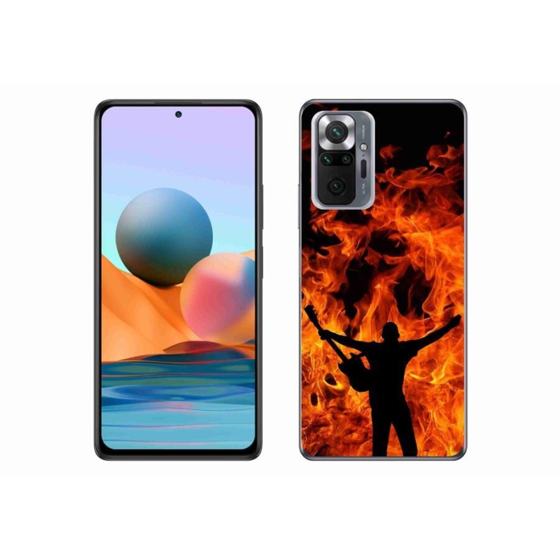 Gélový kryt mmCase na mobil Xiaomi Redmi Note 10 Pro - muzikant a oheň