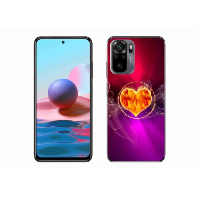 Gélový kryt mmCase na mobil Xiaomi Redmi Note 10S - ohnivé srdce