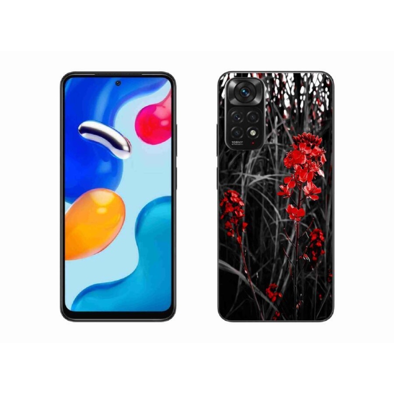 Gélový kryt mmCase na mobil Xiaomi Redmi Note 11 4G - červená rastlina