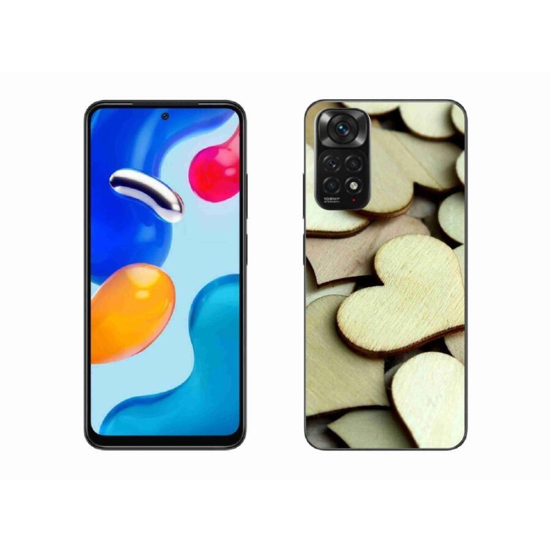 Gélový kryt mmCase na mobil Xiaomi Redmi Note 11 4G - drevené srdiečka