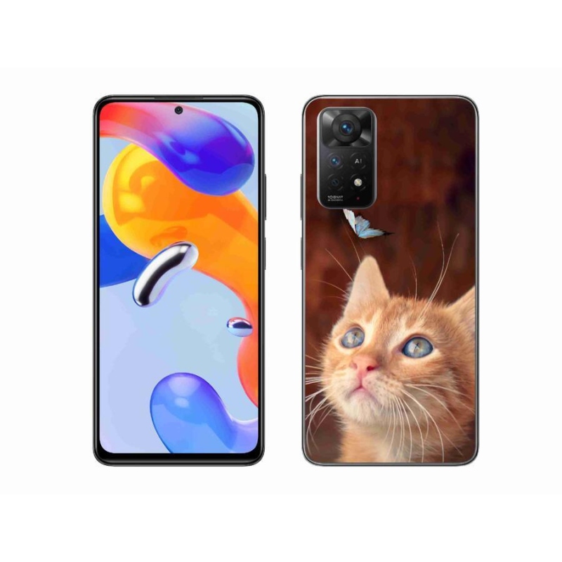 Gélový kryt mmCase na mobil Xiaomi Redmi Note 11 Pro 4G/5G - motýľ a mačiatko