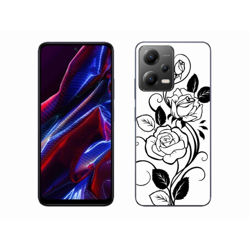 Gélový kryt mmCase na mobil Xiaomi Redmi Note 12 5G - čiernobiela ruža