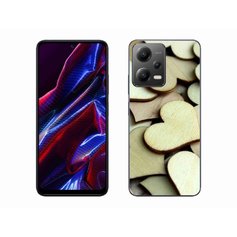 Gélový kryt mmCase na mobil Xiaomi Redmi Note 12 5G - drevené srdiečka