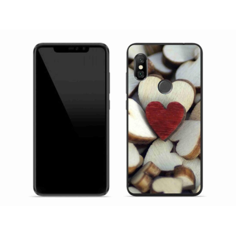 Gélový kryt mmCase na mobil Xiaomi Redmi Note 6 Pro - gravírované červené srdce