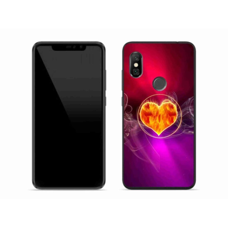 Gélový kryt mmCase na mobil Xiaomi Redmi Note 6 Pro - ohnivé srdce
