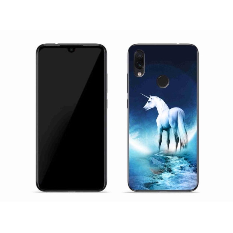 Gélový kryt mmCase na mobil Xiaomi Redmi Note 7 - biely jednorožec