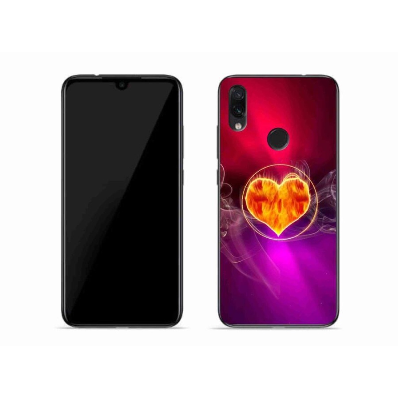 Gélový kryt mmCase na mobil Xiaomi Redmi Note 7 - ohnivé srdce