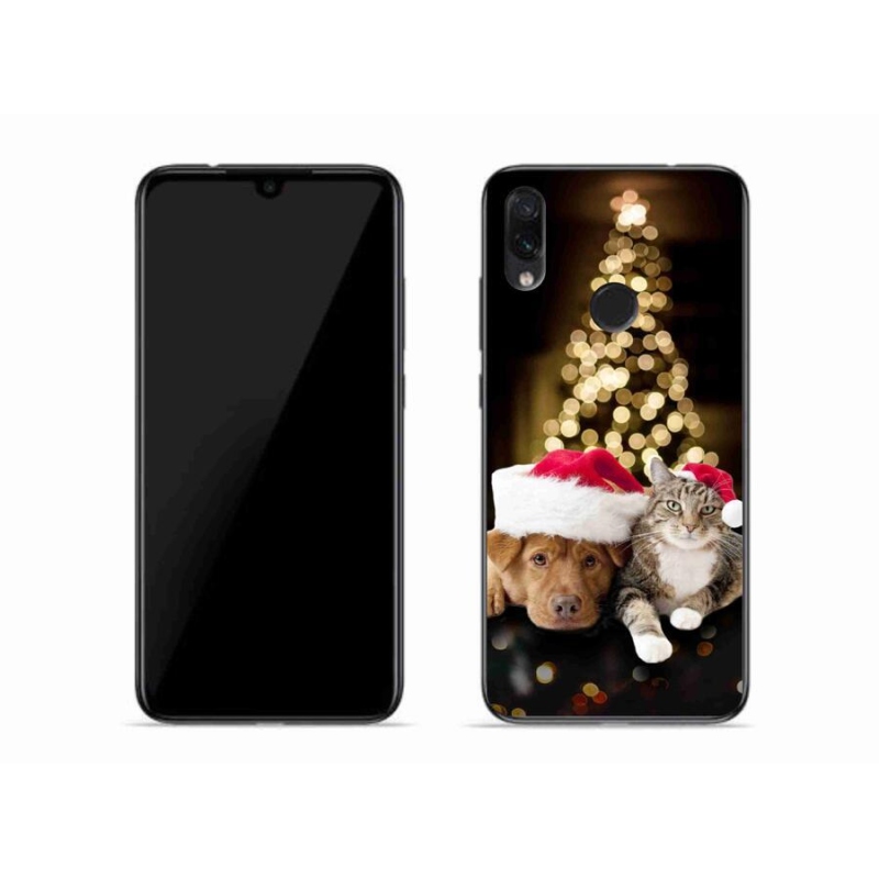 Gélový kryt mmCase na mobil Xiaomi Redmi Note 7 - vianočný pes a mačka