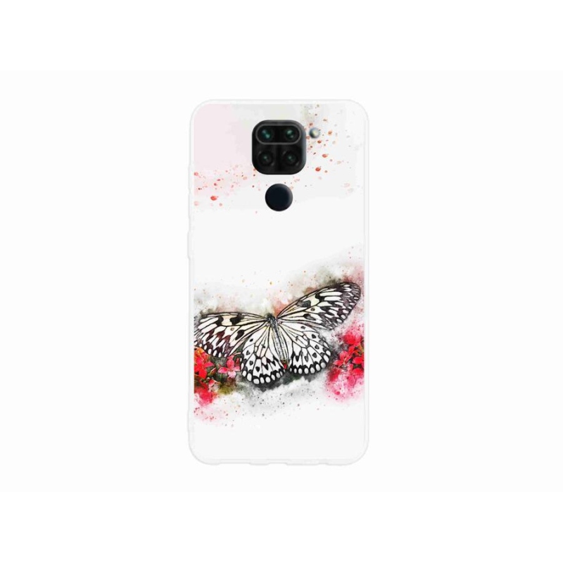 Gélový kryt mmCase na mobil Xiaomi Redmi Note 9 - čiernobiely motýľ